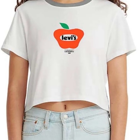 Levi’s Women's Cropped Graphic Apple Logo Tee - Picture 1 of 4